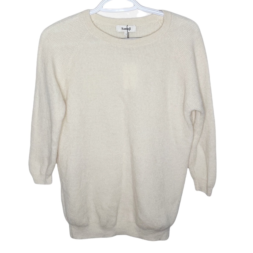 Samuji Maeve alpaca mohair born sweater Mokka in Ecru size S